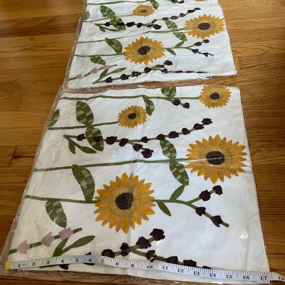 2PC Sunny Sunflower Embroidered Pillowcase